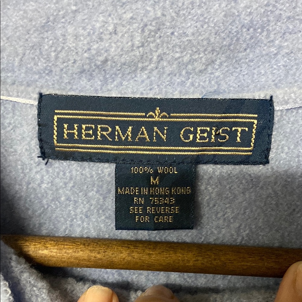 Herman Geist 100% wool periwinkle blue cardigan sweater - Picture 3 of 10